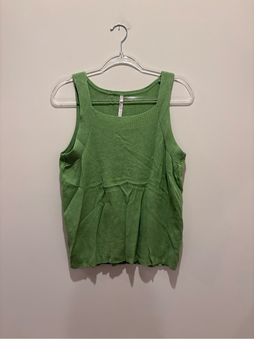 Green Ribbed Knit Tank Top - Women